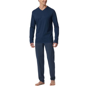 Schiesser Casual Essentials Long Sleeve Pyjamas Marineblå bomuld 3XL Herre