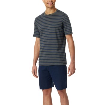 Schiesser Casual Essentials Short Sleeve Pyjama Grå bomuld Small Herre