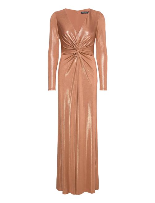 Lauren Ralph Lauren Twist-Front Foil-Print Jersey Gown Lauren Ralph Lauren Gold