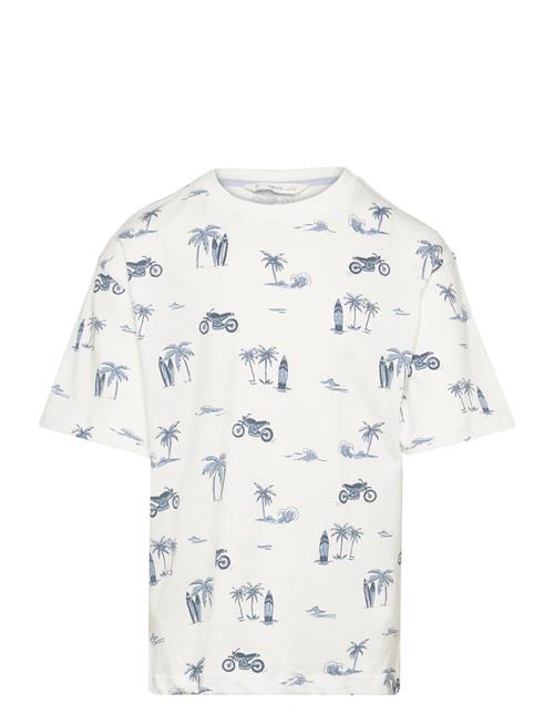 Mango Printed Cotton-Blend T-Shirt Mango White