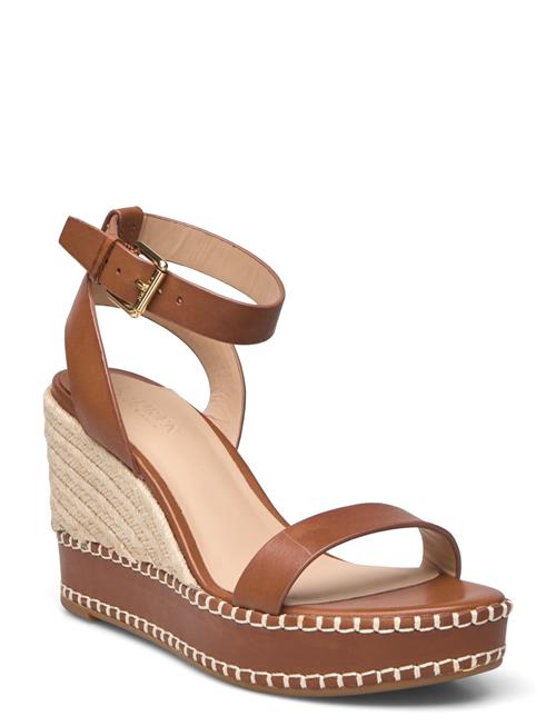 Lauren Ralph Lauren Hilarie Burnished Leather Espadrille Lauren Ralph Lauren Brown