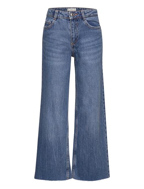 Mango Wideleg Low Frayed Hem Jeans Mango Blue