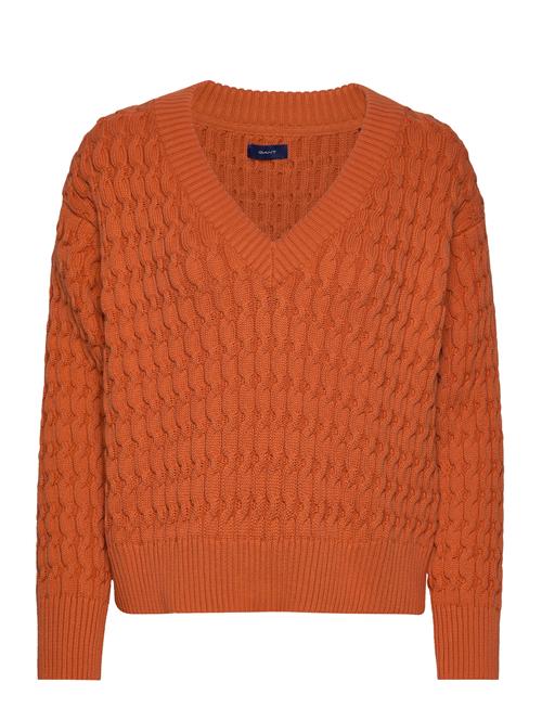 Cotton Texture V-Neck GANT Orange