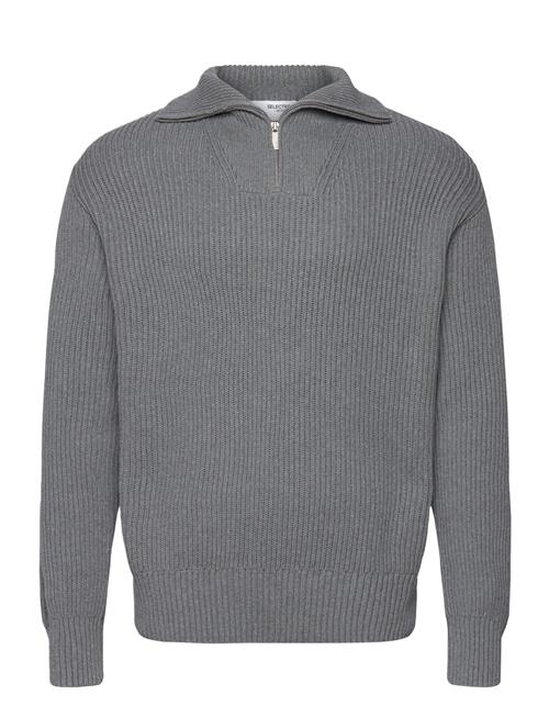 Se Selected Homme Slhdry Ls Knit Relaxed Half Zip Selected Homme Grey ved Booztlet