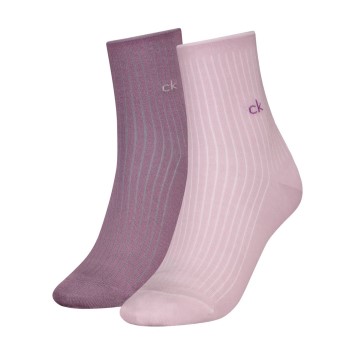 Calvin Klein Legwear Calvin Klein Strømper 2P Short Sock Roll Top Rosa/Lilla Str 35/38 Dame