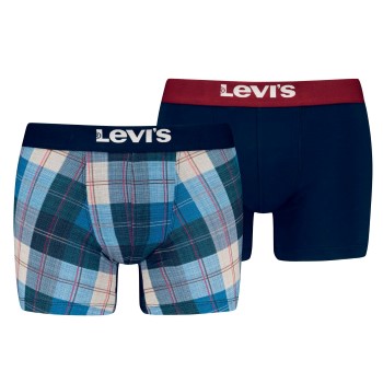 Levis 2P Plaid Aop Boxer Brief Marine/Blå bomuld Small Herre