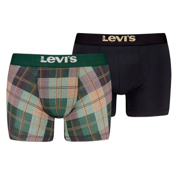 Levis 2P Plaid Aop Boxer Brief Sort/Grøn bomuld Medium Herre