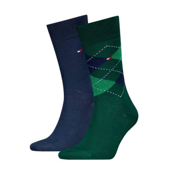 Tommy Hilfiger Legwear Tommy Hilfiger Strømper 2P Men Sock Check Blå/Grøn Str 43/46 Herre