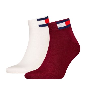 Tommy Hilfiger Legwear Tommy Men Uni Flag Quarter Sock Strømper 2P Hvid/Rød Str 35/38