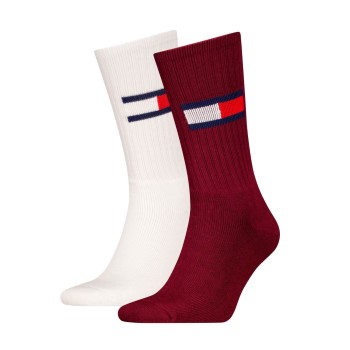 Tommy Hilfiger Legwear Tommy Men Uni TJ Flag Socks Strømper 2P Hvid/Rød Str 35/38