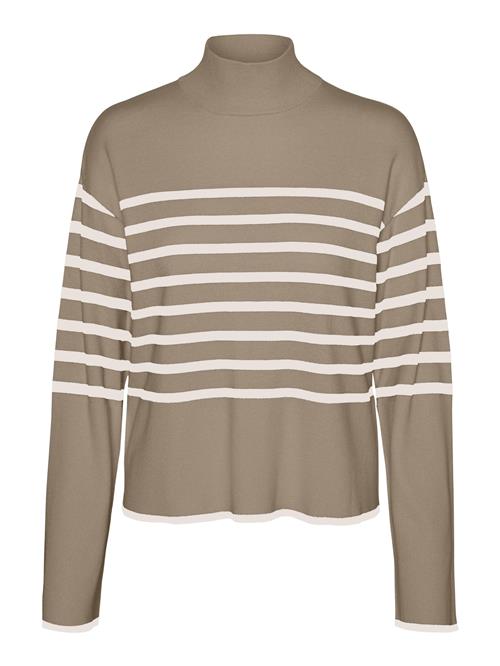 Se VERO MODA Pullover 'NEW HAPPINESS'  creme / brun ved About You