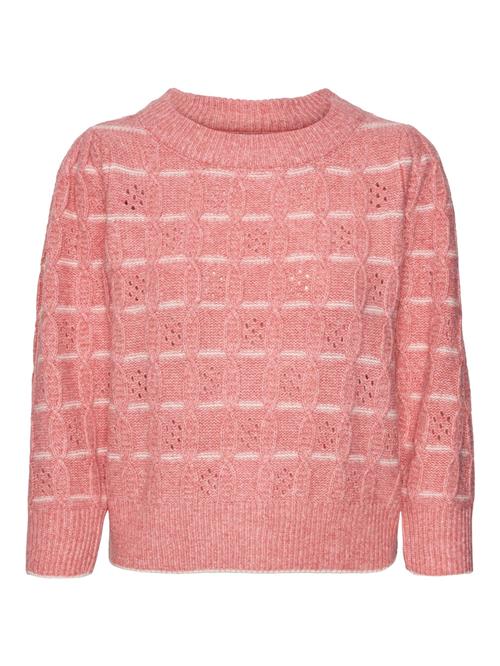 Se VERO MODA Pullover 'VMNewleonor'  pink / hvid ved About You