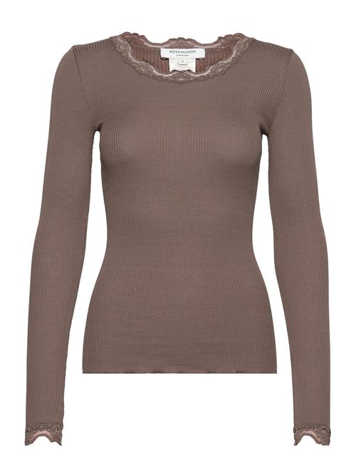 Rwbabette Silk Ls Lace T-Shirt Rosemunde Brown