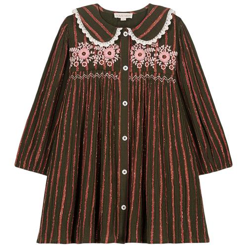 Louise Misha Marlotta Stribet Baby-kjole Khaki Copper 18 months  Grøn  18 måneder  kvinde