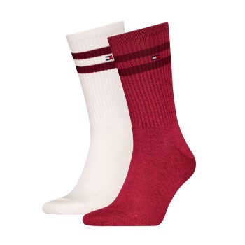 Tommy Hilfiger Legwear Tommy Hilfiger Strømper 2P Men Mouline Sport Socks Hvid/Rød Str 39/42 Herre