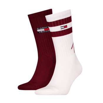 Tommy Hilfiger Legwear Tommy Hilfiger Strømper 2P Men Uni TJ Sport Socks Hvid/Rød Str 39/42 Herre