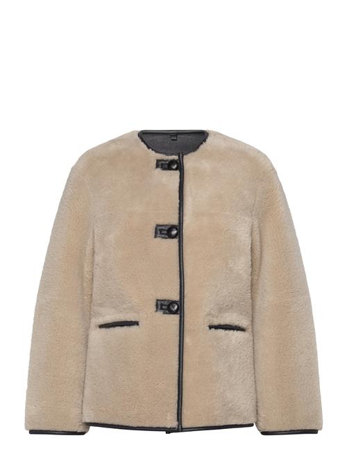 Mango Fur-Effect Coat With Appliqués Mango Beige