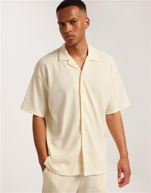 Jack & Jones Jorvalencia Plisse Resort Ss Shirt Kortærmede skjorter Beige