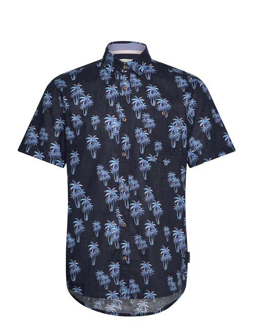 Printed Cotton Linen Shirt Tom Tailor Navy