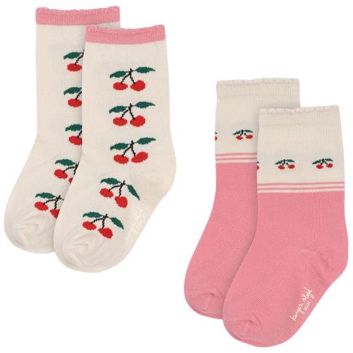 Konges Sløjd 2-Pack Jacquard-strømper Cherry Mix | Lyserød | 29-32 EU