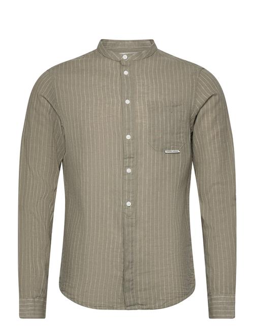 Cfanton Ls Cc Striped Linen Mix Shi Casual Friday Khaki