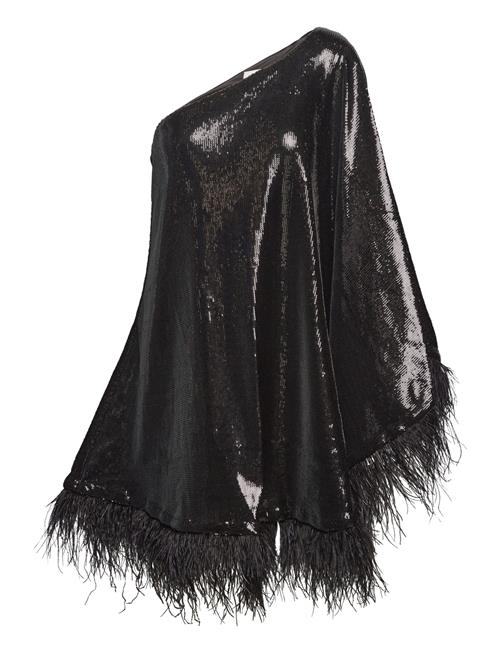 Andrea -Shoulder Feather Sequin Mini Dress Malina Black