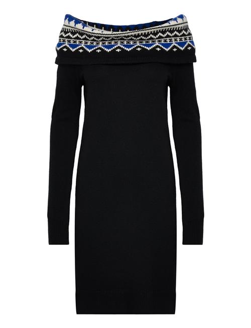 Fair Isle Off-The-Shoulder Sweater Dress Lauren Ralph Lauren Black