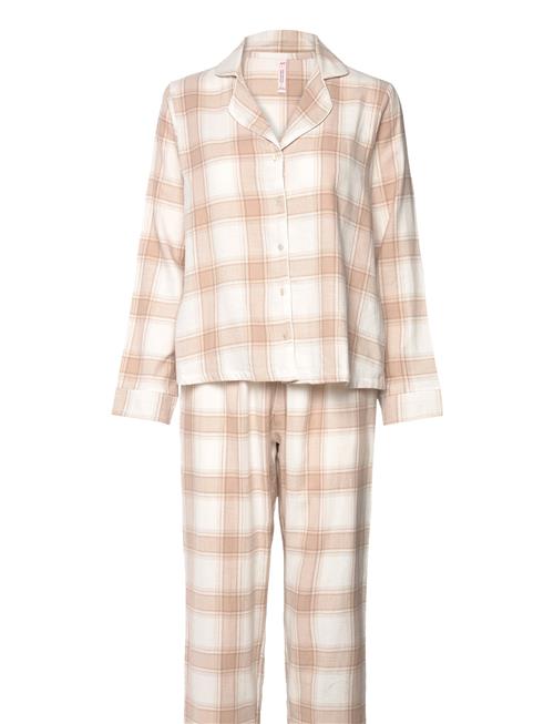 Hunkemöller Pj Ls Flannel Twill Check Hunkemöller Cream