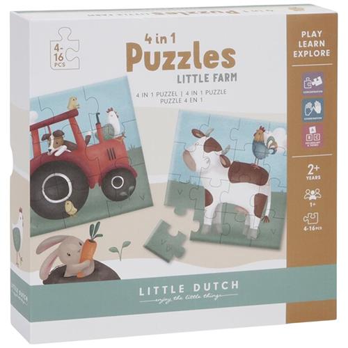 Little Dutch Little Farm FSC 4-in-1 Puslespil | Grønn | 2-4 years