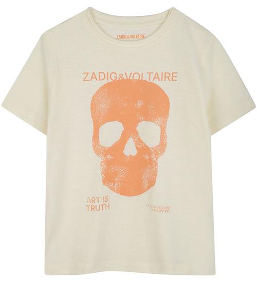 Zadig & Voltaire T-shirt - Offwhite/Orange m. Kranie