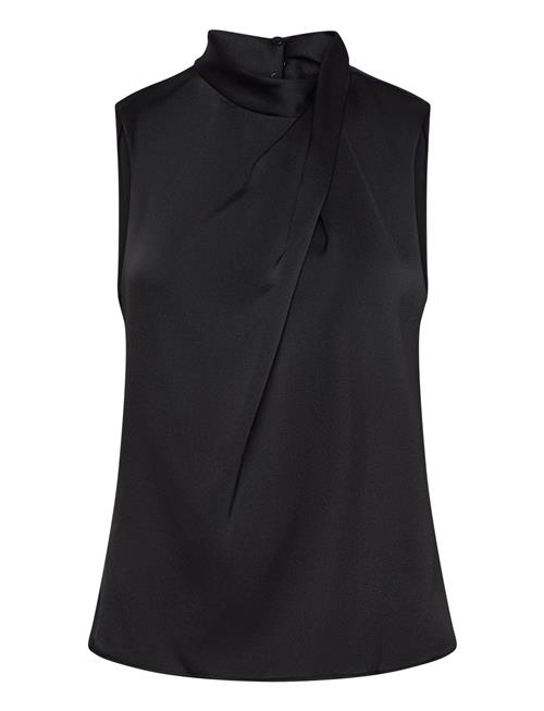 Turtleneck Draped Satin Blouse Mango Black