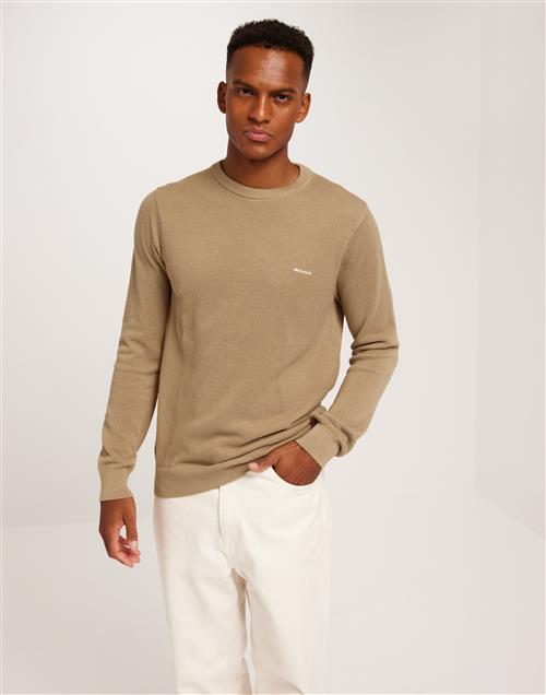 Gant Cotton Pique C-Neck Striktrøjer Beige