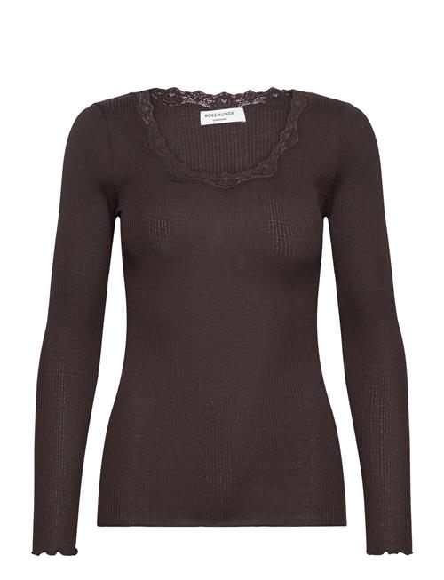 Rwbabette Ls U-Neck Lace T-Shirt Rosemunde Brown