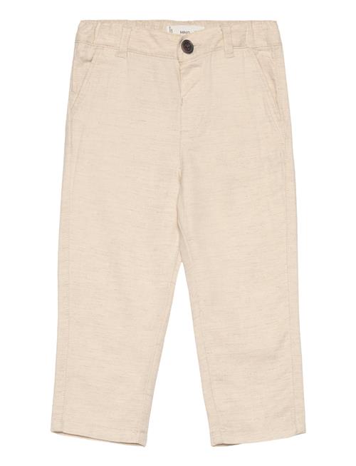 Mango Straight Linen-Blend Trousers Mango Beige