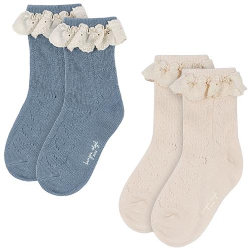 Konges Sløjd 2-Pack Pointelle-strømper Blue Mix | Blå | 19-21 EU