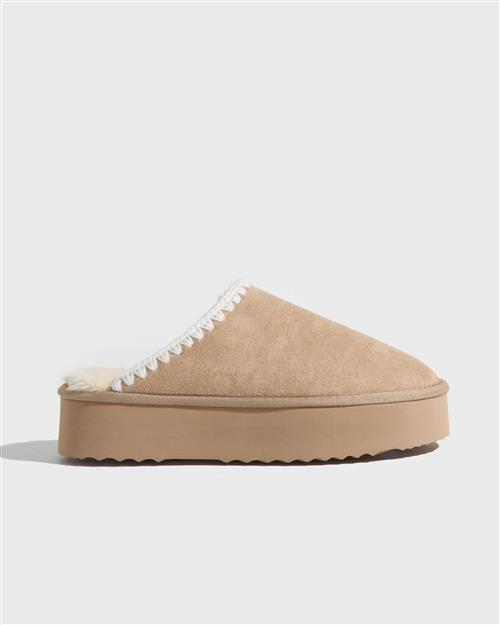 Nelly - Beige - Stitched Slip In Flat