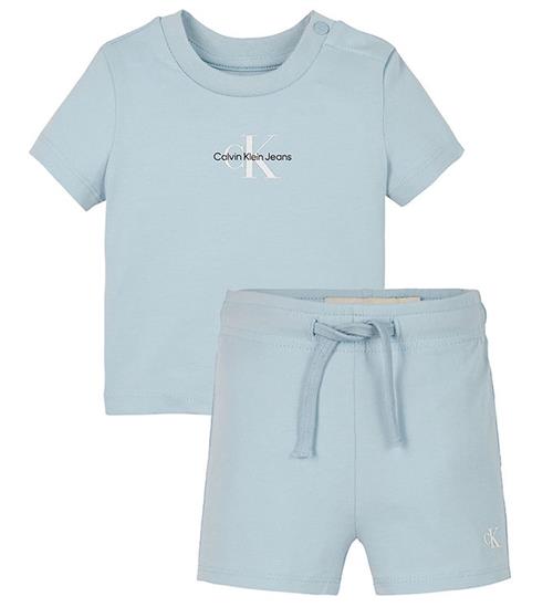 Calvin Klein SÃ¦t - Shorts/T-shirt - Monogram Logo - Niagara Mist