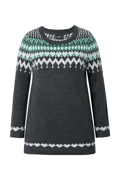 Ulla Popken Pullover  antracit / lysegrøn / hvid