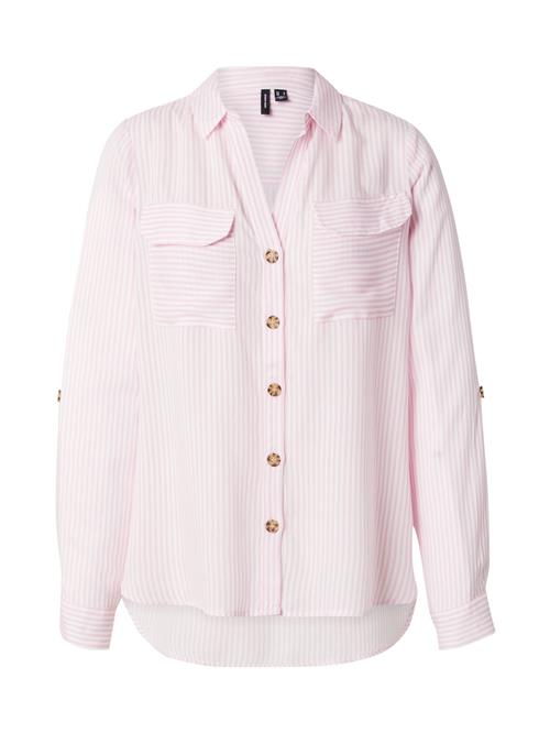 Se VERO MODA Bluse 'VMBUMPY'  lys pink / hvid ved About You