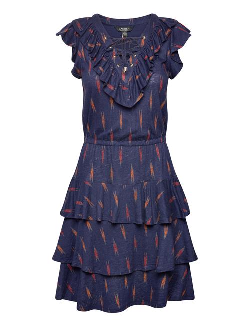 Geo-Print Ruffle-Trim Jersey Dress Lauren Ralph Lauren Navy