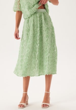 BUBBLEROOM 3D Flower Midi Skirt Dusty green XL