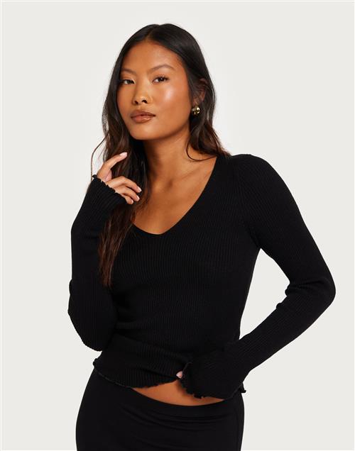 Vero Moda - Sort - Vmevie Ls V-Neck Pullover Ga Noos