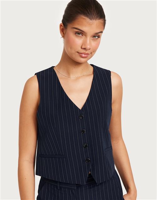 JJXX - Blå - Jxmary Striped Short Waistcoat Pnt