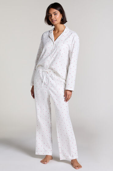 Hunkemöller Petite pyjamasbukser Jacquard Hearts hvid