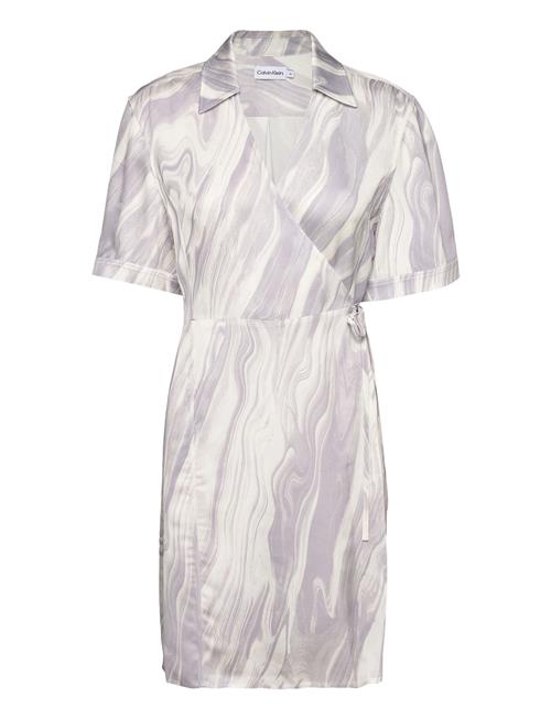 Calvin Klein Shine Viscose Wrap Dress Calvin Klein Purple