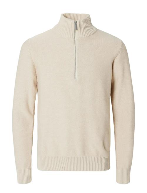 Slhaxel Ls Knit Half Zip W Selected Beige
