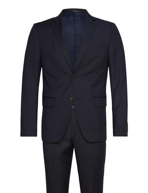 Lindbergh Narrow Striped Mens Suit Lindbergh Navy