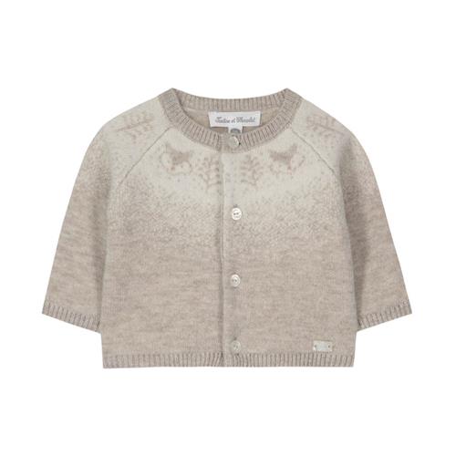 Tartine et Chocolat Uld-kashmir-strikvest Heather Sand | Beige | 1 months