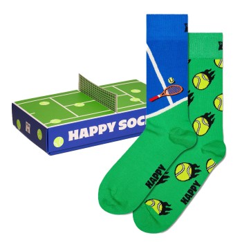 Happy socks Strømper 2P Tennis Supreme Court Gift Set Blå/Grøn bomuld Str 41/46