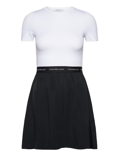 Logo Elastic Short Sleeve Dress Calvin Klein Jeans White